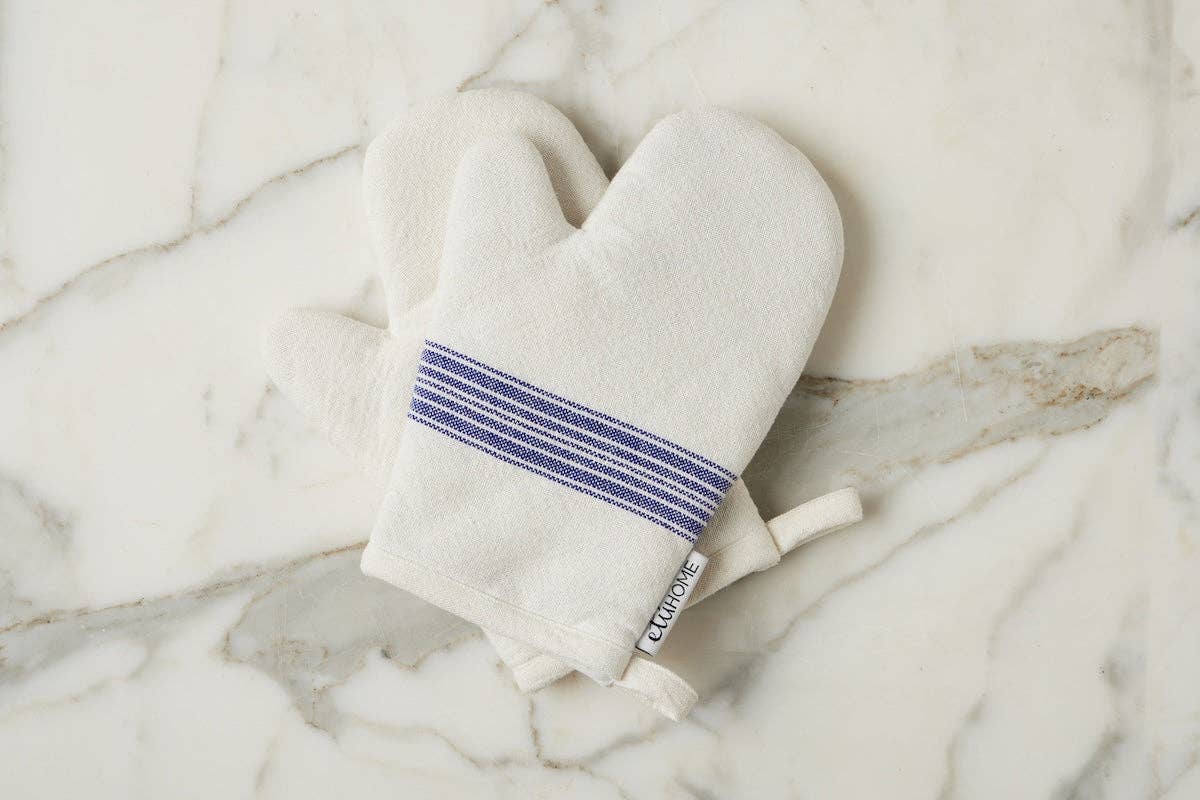 Oven Mitt, Vintage Navy Blue Stripe, Set of 2