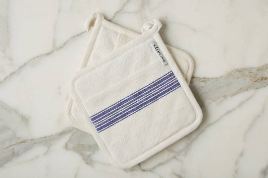 Vintage Navy Blue Stripe Pot Holder, Set of 2