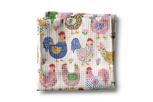 Chicken Retro Colorful Farm Garden Coop Floral Kitchen Towel
