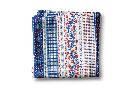 Patriotic Floral Kitchen Towel Waffle