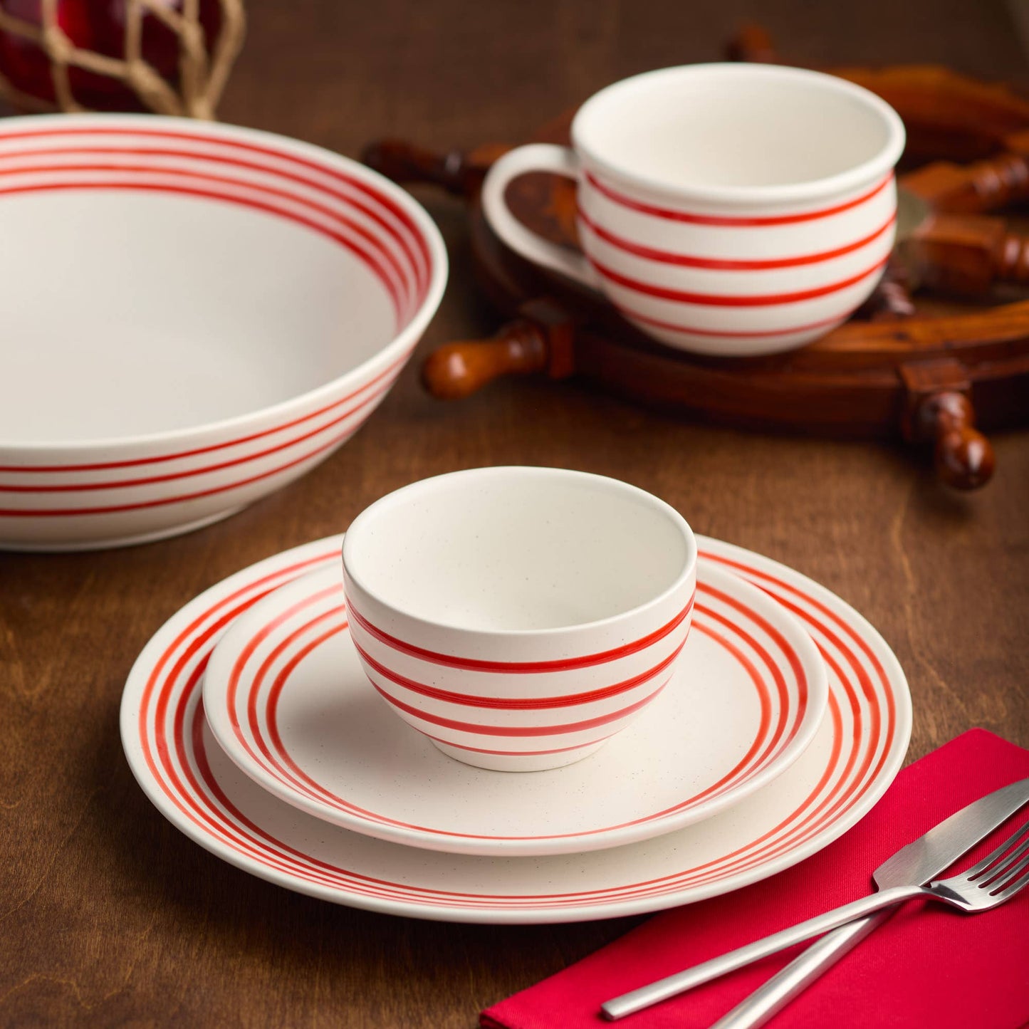 Red Stripe Jumbo Bowl