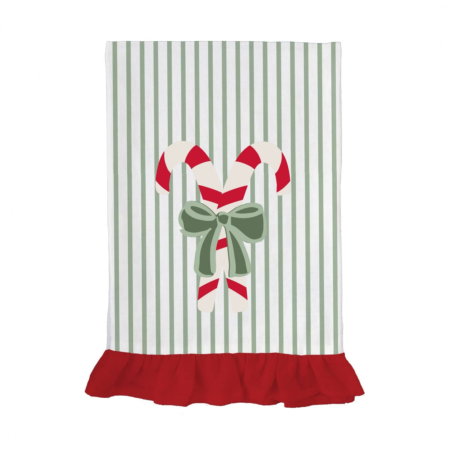 Tea Towel Candy Cane Embroidered