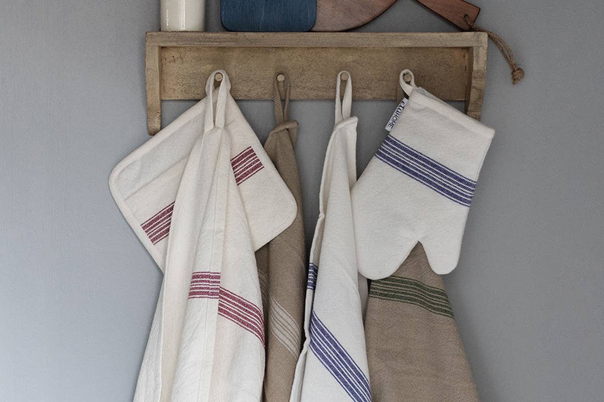 Oven Mitt, Vintage Navy Blue Stripe, Set of 2