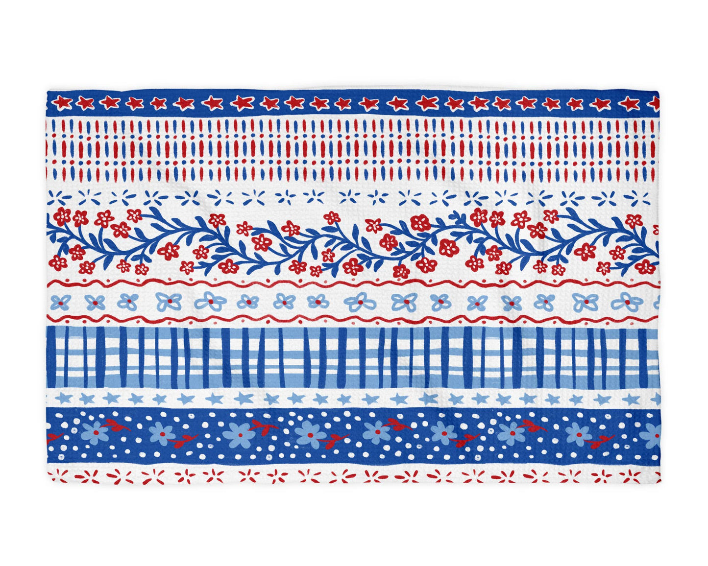 Patriotic Floral Kitchen Towel Waffle