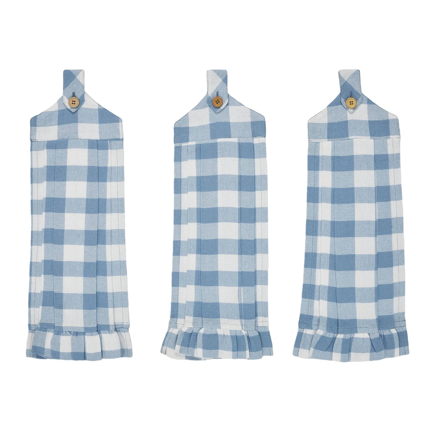 Annie Buffalo Check Blue Button Loop Tea Towel