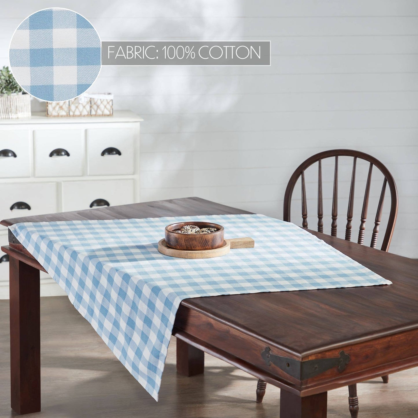 Annie Buffalo Check Blue Table Topper