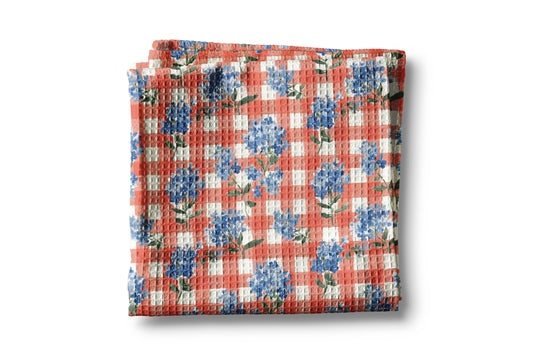 Hydrangea Red White Blue Flag Kitchen Towel Waffle