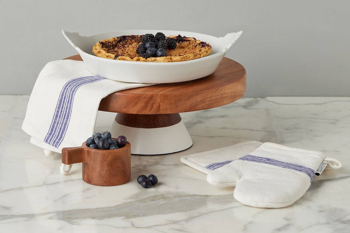 Oven Mitt, Vintage Navy Blue Stripe, Set of 2